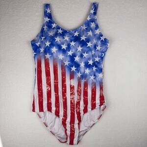 NWOT American Flag One Piece Bathing Suit with Criss Cross Back Size XL